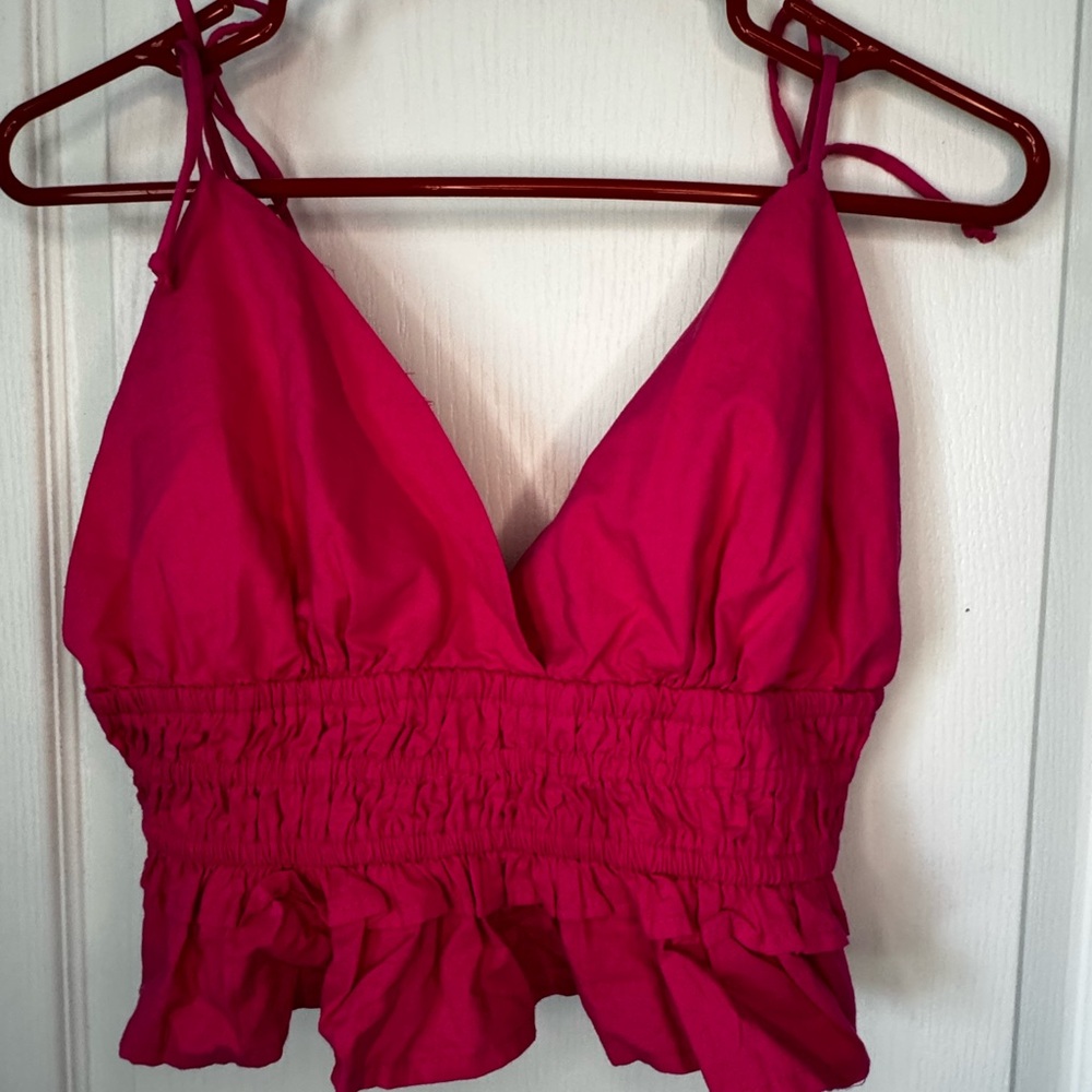 Vibrant Pink Ruffle Camisole Top